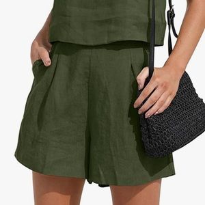 High Waisted Linen Shorts Size M